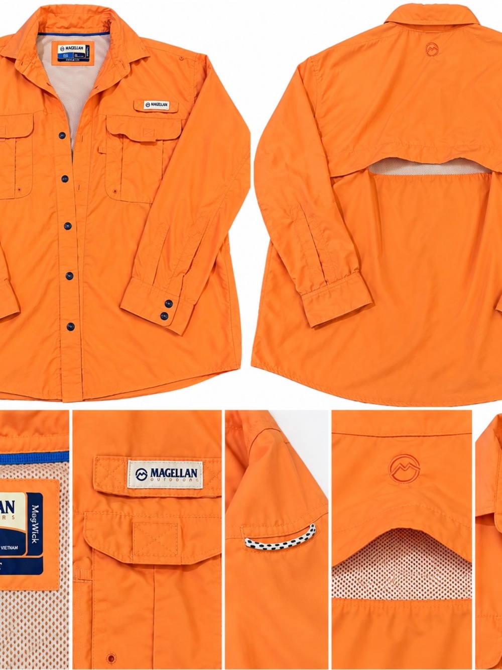 Magellan Outdoors Kids Orange Long-Sleeve Button-Front Fishing Shirt